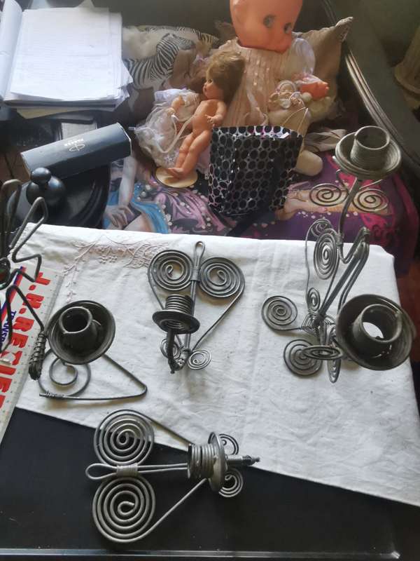 4 VINTAGE IRON CHANDELIERS