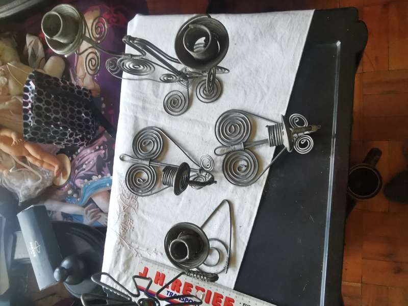 4 VINTAGE IRON CHANDELIERS