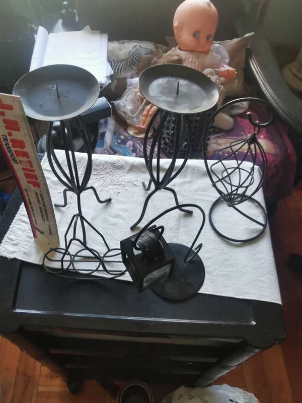 4 VINTAGE IRON CHANDELIERS