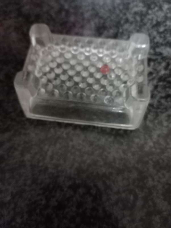 VINTAGE SMALL THICK GLASS  BUCKET WITH FEET