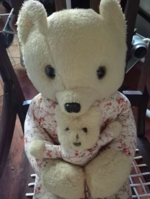 VINTAGE 75CM MOTHRT STUFFED BEAR WITH BABY