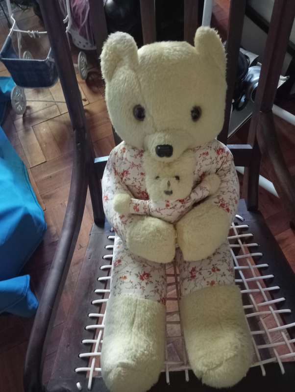 VINTAGE 75CM MOTHRT STUFFED BEAR WITH BABY