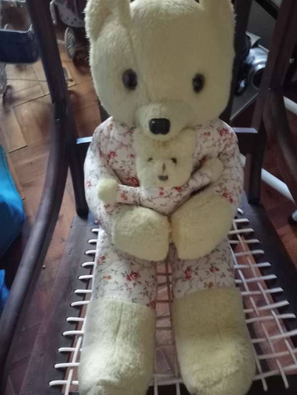 VINTAGE 75CM MOTHRT STUFFED BEAR WITH BABY