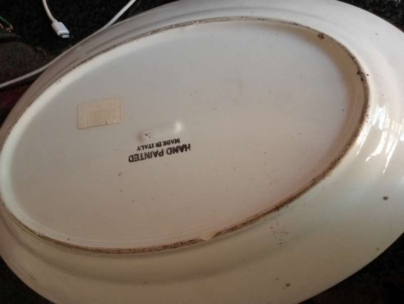 ANTIQUE  HANDPAINTED  ITALY OVAL PLATE