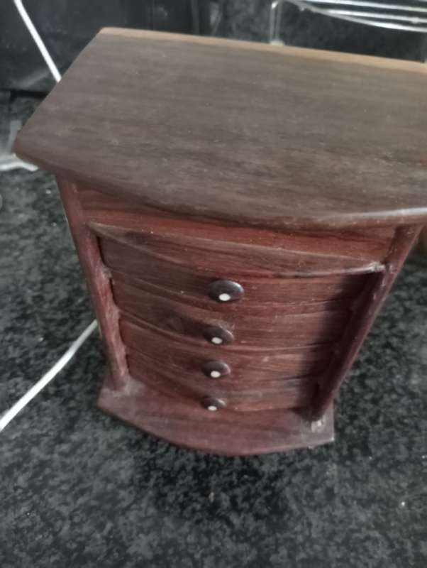 ANTIQUE BOW FONTED JEWELRY BOX