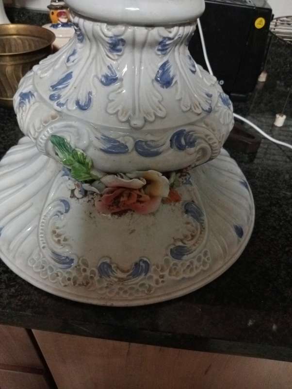 ANTIQUE BIG HEAVY FLORAL  PORCELAIN VASE