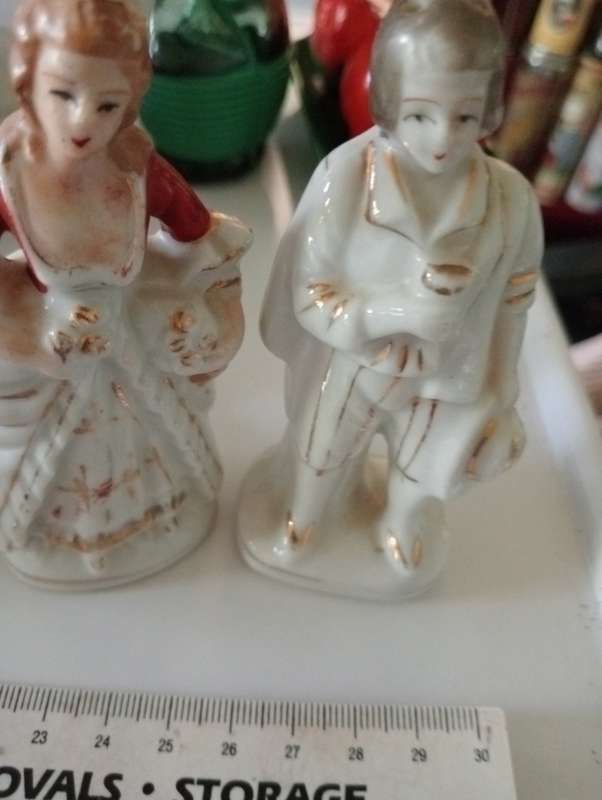 ANTIQUE PORCEALAIN SALT AND PEPPER SET
