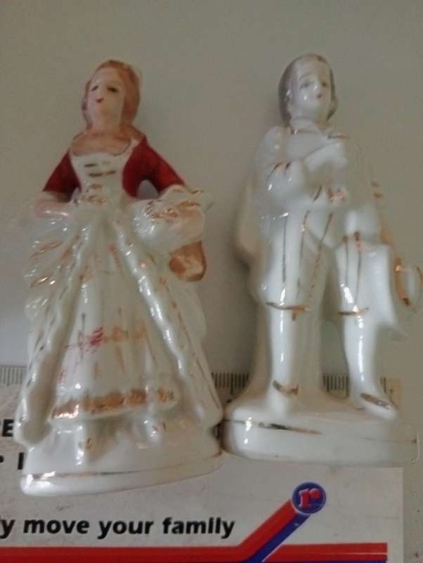 ANTIQUE PORCEALAIN SALT AND PEPPER SET