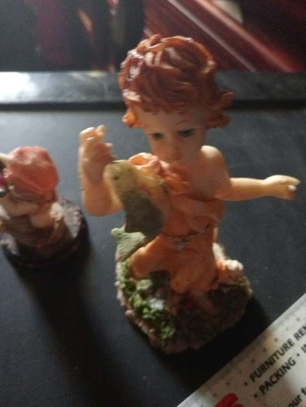ANTIQUE PORCELAIN GIRL ORNAMENT WITH FISH