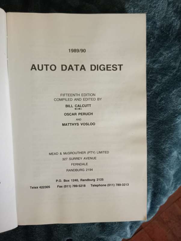 VINTAGE AUTO DATA DIGEST 89/90 BOOK