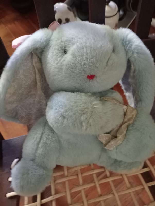 vintage blue arlenco stuffed rabbit
