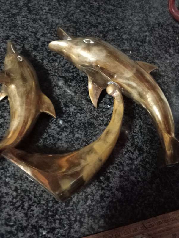 2 VINTAGE DOLPHINS MOTHER + CHILD