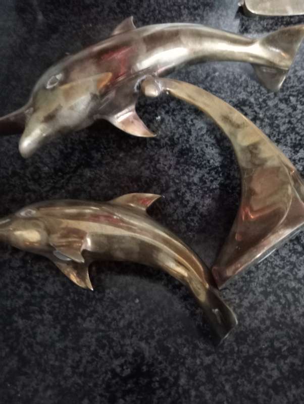 2 VINTAGE DOLPHINS MOTHER + CHILD