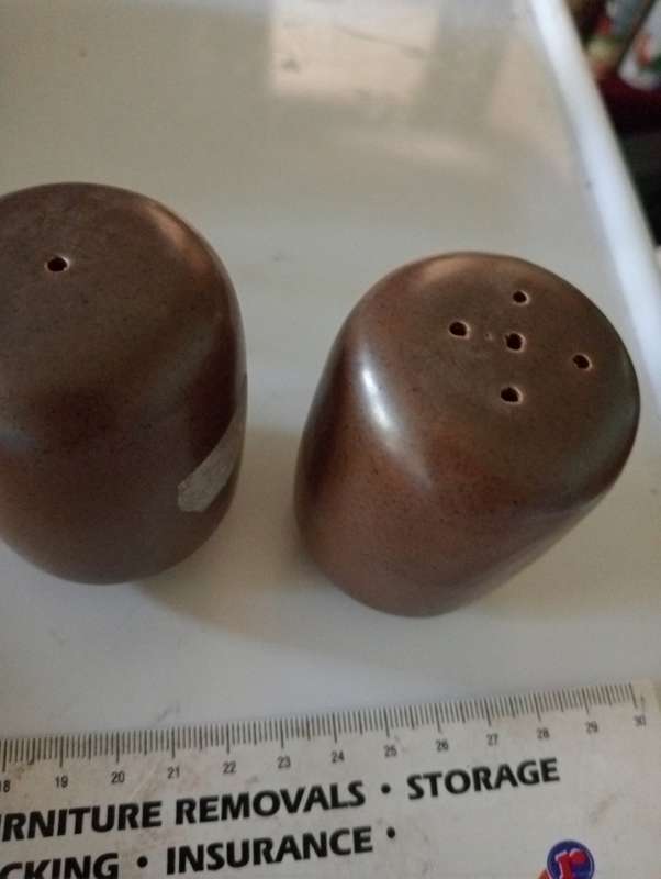VINTAGE BROWN SALT AND PEPPER SET