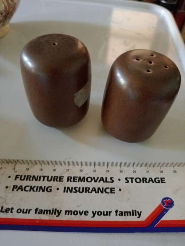 VINTAGE BROWN SALT AND PEPPER SET