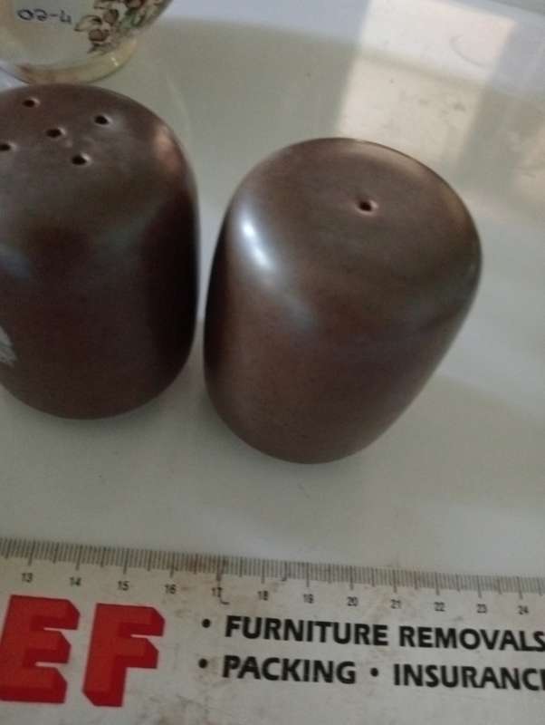 VINTAGE BROWN SALT AND PEPPER SET