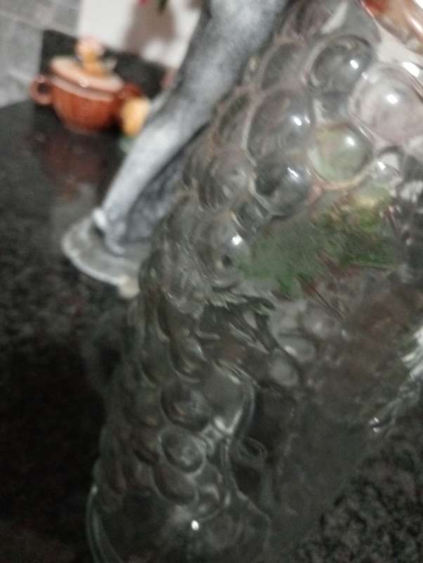 VINTAGE CLEAR GLASS SALT GRAPE EMBOSED  BOTTLE
