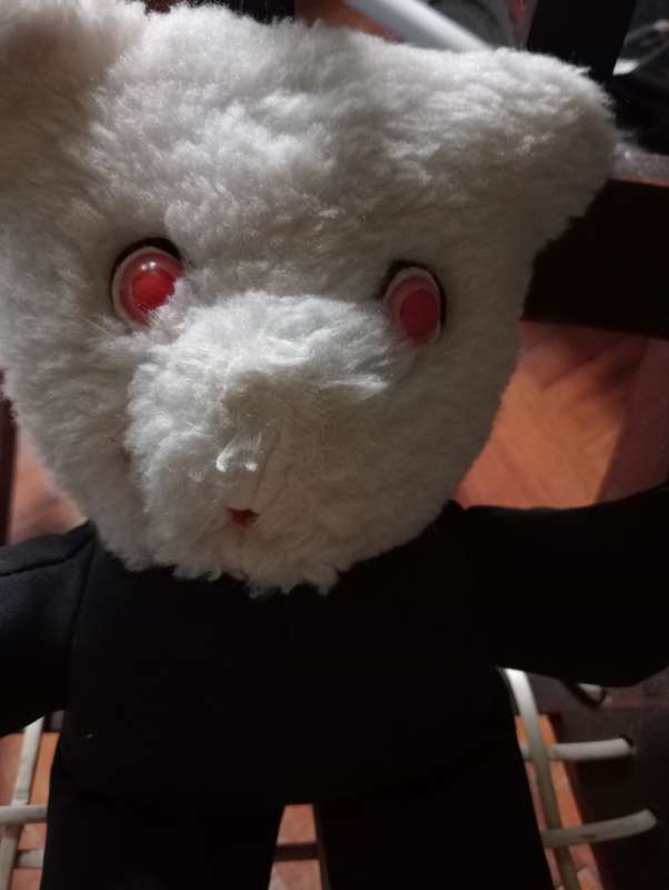 VINTAGE DARK BLUE TEDDY WITH BIG EYES
