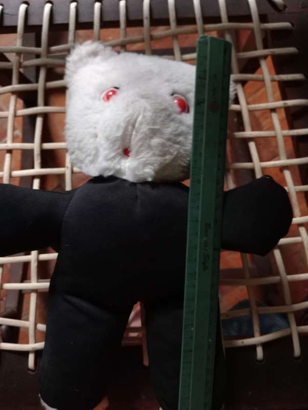 VINTAGE DARK BLUE TEDDY WITH BIG EYES