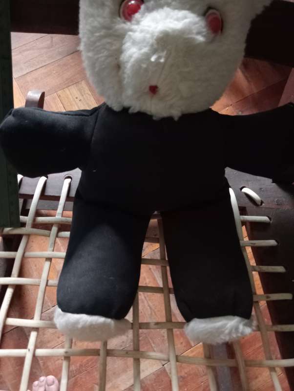 VINTAGE DARK BLUE TEDDY WITH BIG EYES