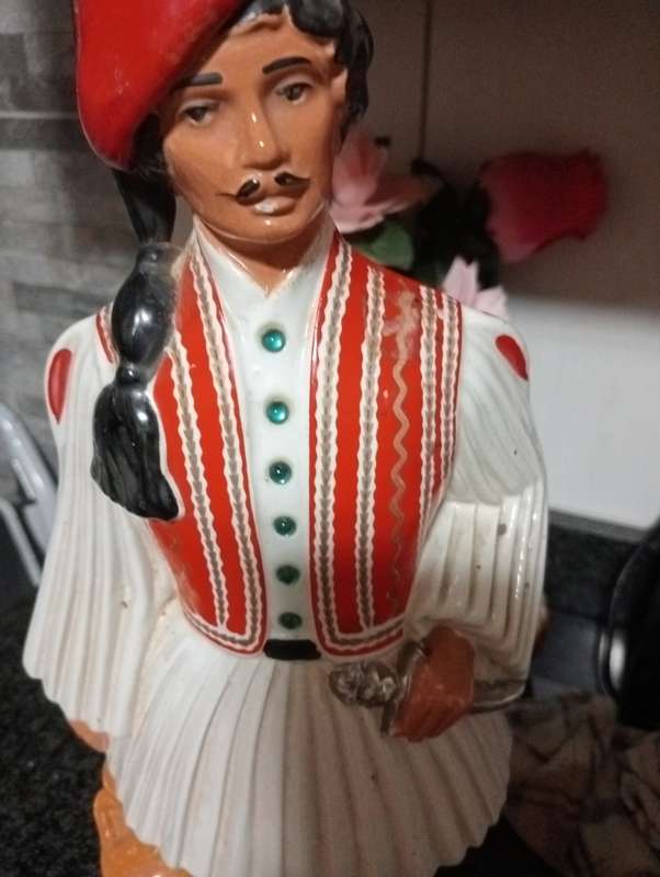 VINTAGE 1960S DUZO METAXA GREEK  PORCELAIN DECANTER