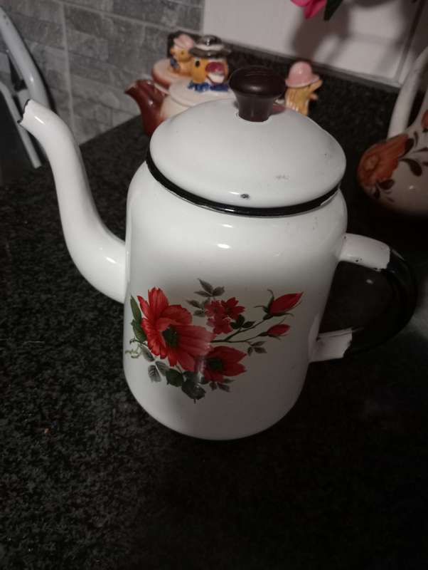 VINTAGE ENAMEL TEAPOT
