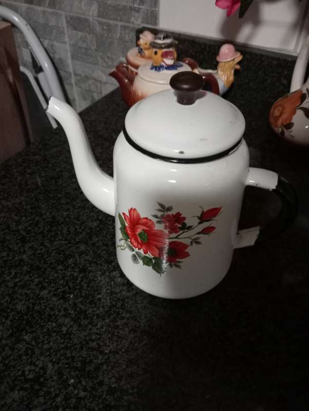 VINTAGE ENAMEL TEAPOT