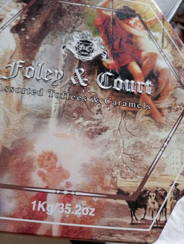 FOLEY AND COURT ASSORTED TOFFEES AND CARAMEL TIN