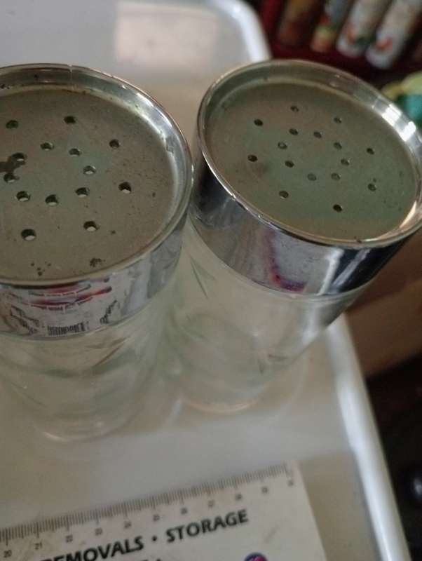 VINTAGE GLASS SALT AND PEPPER SET
