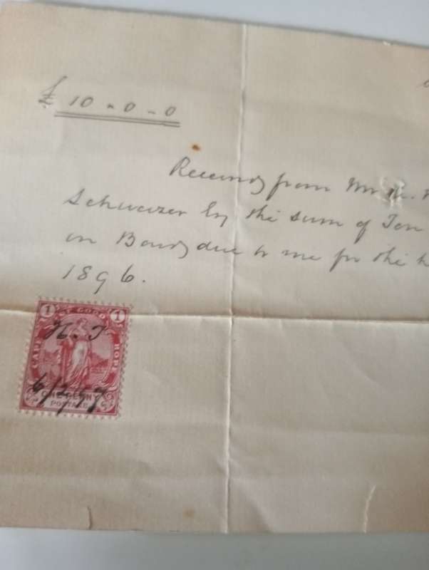 ANTIQUE DOCUMENT  RECEIPT OF RENT  FOR HALF YEAR  FOR AM KRUGER YEAR 1897