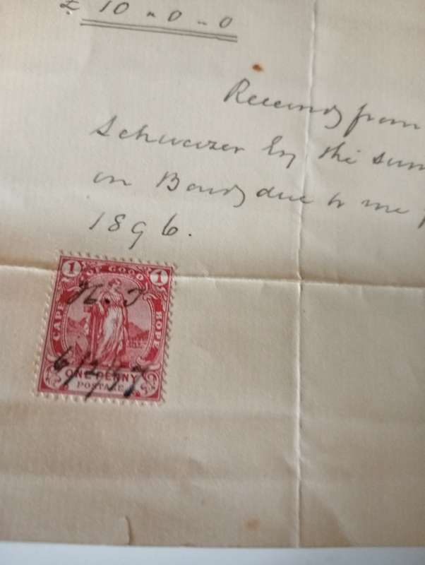 ANTIQUE DOCUMENT  RECEIPT OF RENT  FOR HALF YEAR  FOR AM KRUGER YEAR 1897