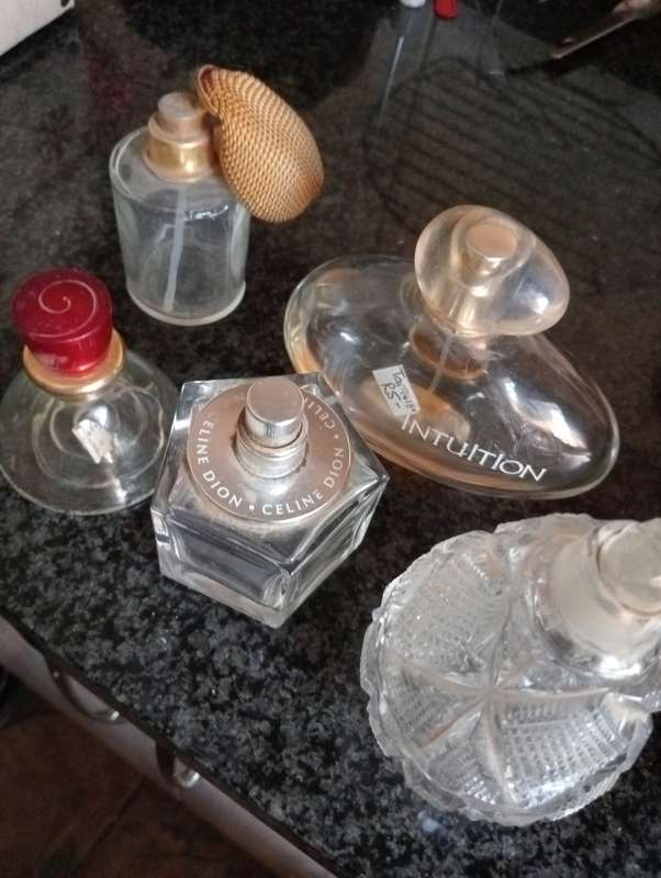 LOT OF 5 EMPTY PERFUME BOTTLES