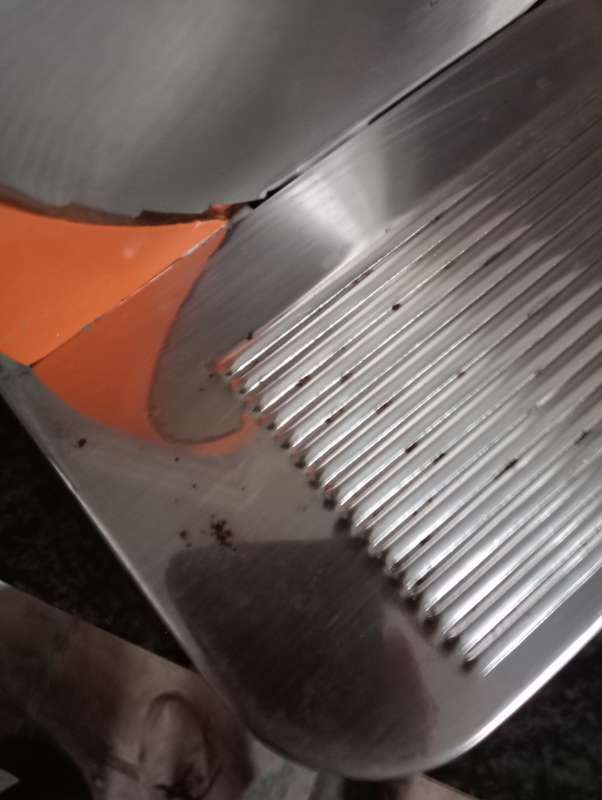VINTAGE ORANGE PINEWARE BREADSLICER