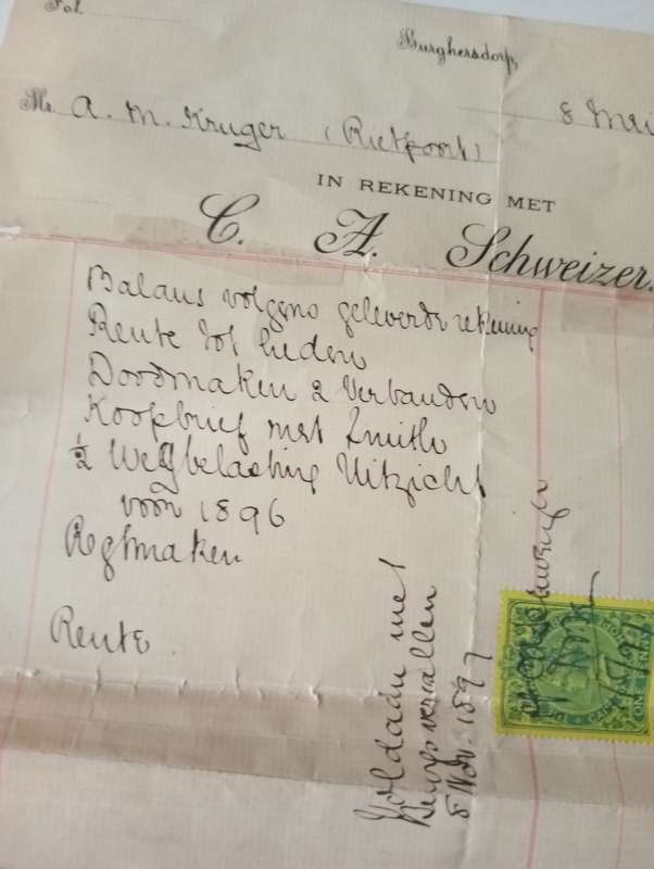 ANTIQUE PURCHASE DOCUMENT FOR  AM KRUGER FOR  THE FARM UITZICHT YEAR  1897
