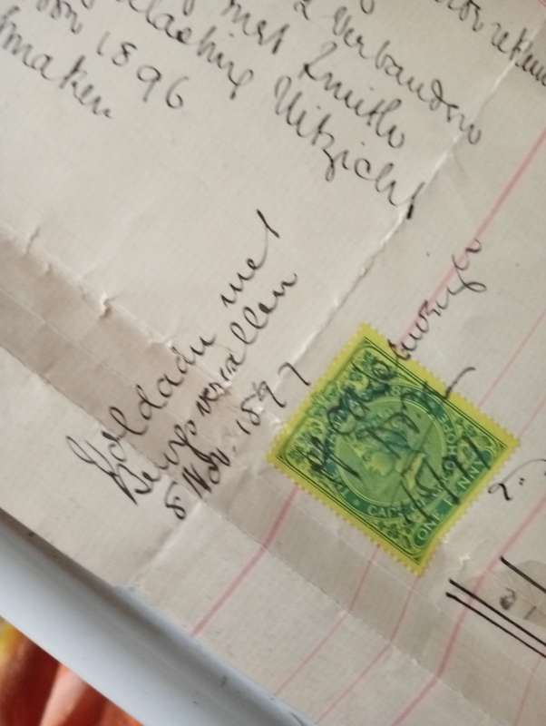 ANTIQUE PURCHASE DOCUMENT FOR  AM KRUGER FOR  THE FARM UITZICHT YEAR  1897