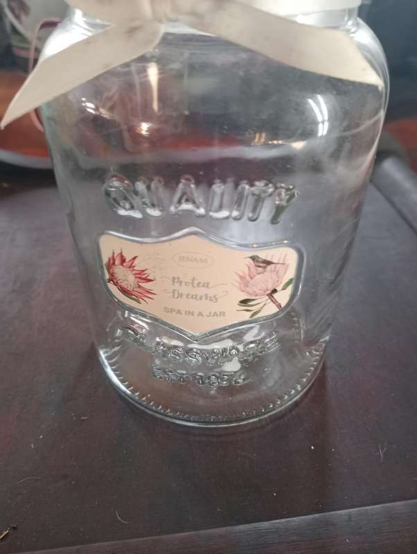 Vintage quality glasware bottle with lid