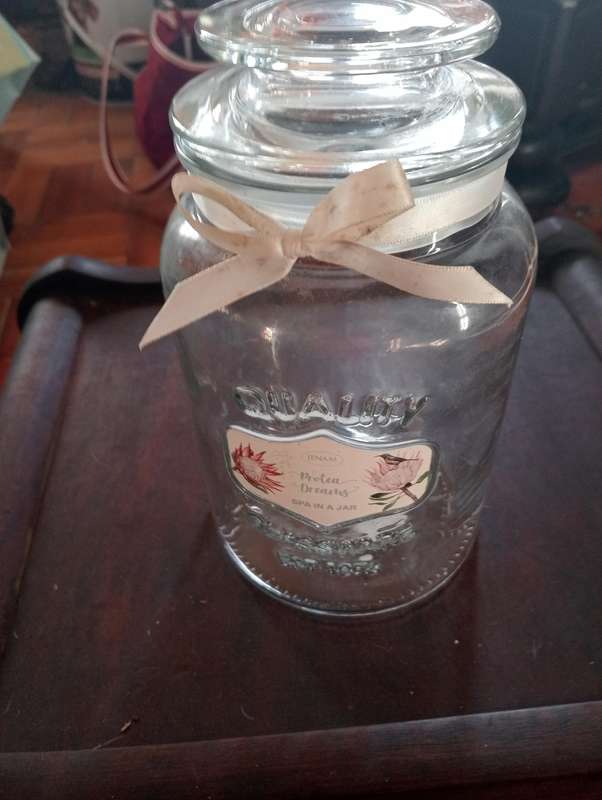 Vintage quality glasware bottle with lid