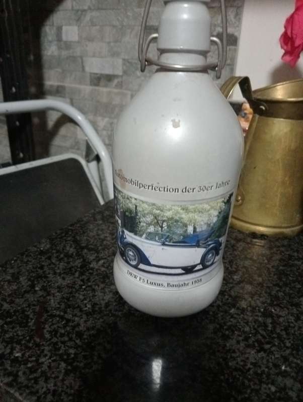 RARE VINTAGE EARTHENWARE FRANZ JOSEPH LUXUS 1938  COLLECTABLE BOTTLE WITH STOPPER