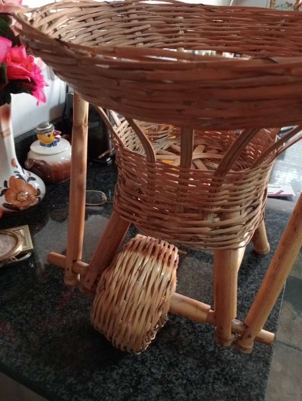 VINTAGE RATTAN WHEEL BARROW