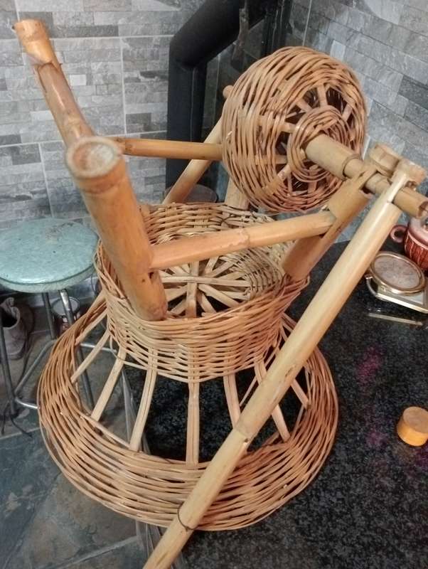 VINTAGE RATTAN WHEEL BARROW