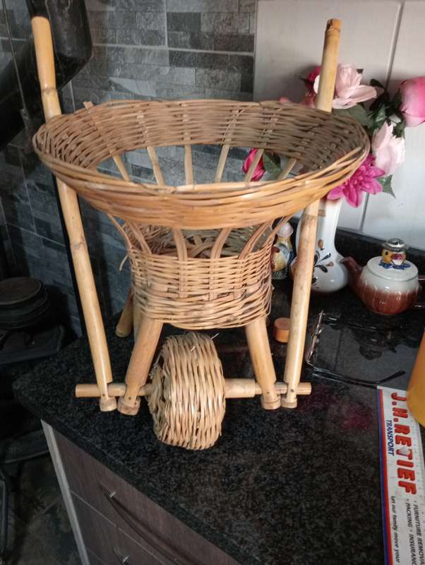 VINTAGE RATTAN WHEEL BARROW