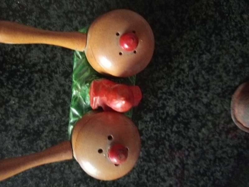 Vintage salt and pepper set in green tray