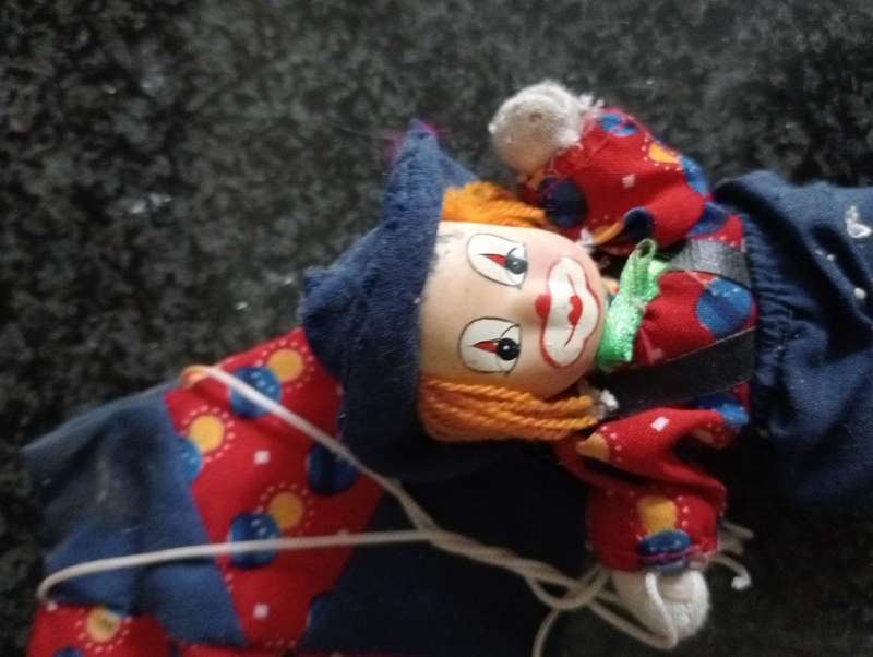 VINTAGE 8CM CLOWN DOLL WITH PARACHUTE
