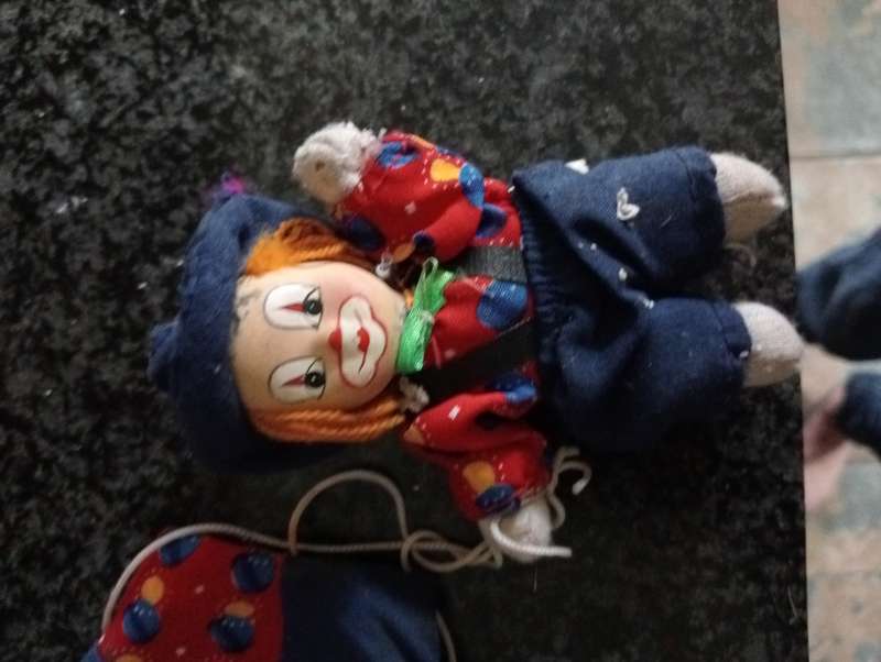 VINTAGE 8CM CLOWN DOLL WITH PARACHUTE