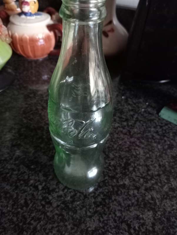 VINTAGE  SMALL GREEN GLASS COKE BOTTLE