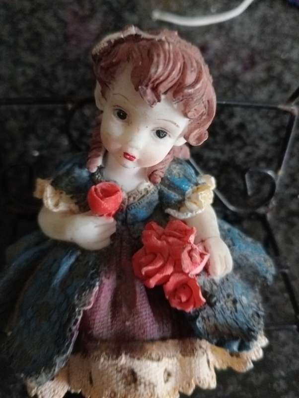VINTAGE SMALL DOLL ON CHAIR