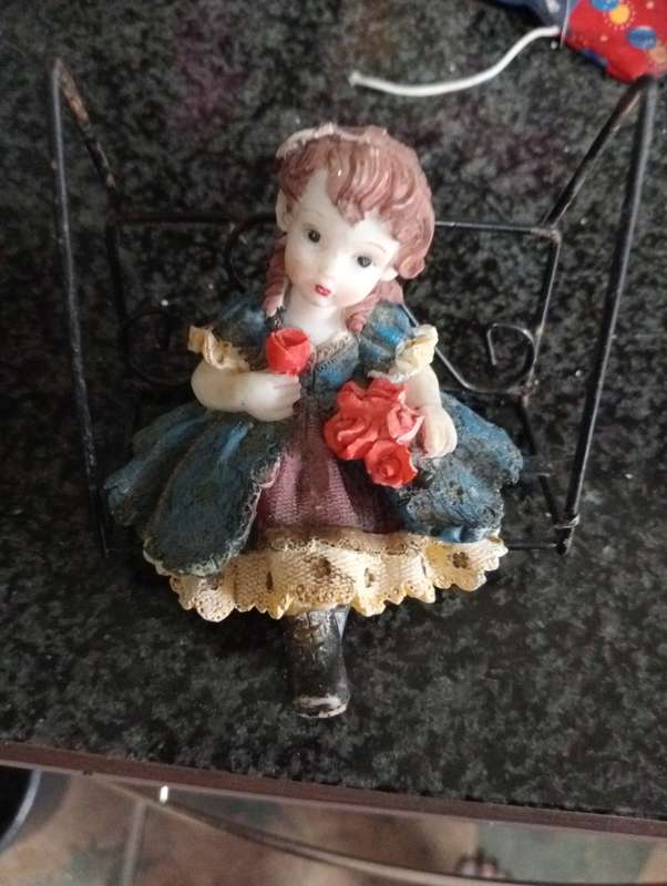 VINTAGE SMALL DOLL ON CHAIR