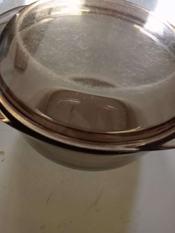 VINTAGE SMOKEY GLASS BOWL WITH LID