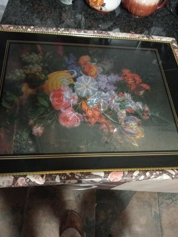 ANTIQUE FRAME WITH BEAUTIFULL PRINT  WITH GLASS