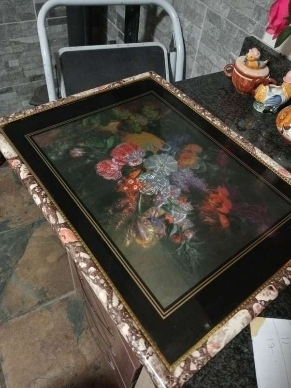 ANTIQUE FRAME WITH BEAUTIFULL PRINT  WITH GLASS